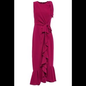 Cinq a Sept Ruffle Nanon Dress in Rhubarb / Magenta